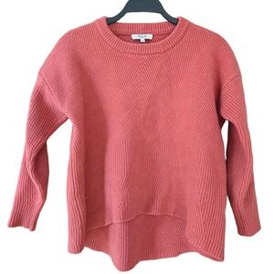 Madewell Womens Crewneck High Low sweater S Salmon Pink Ribbed outdoors chunky